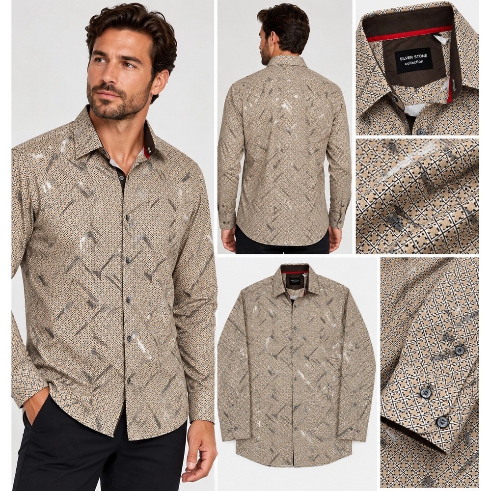 silver stone  Dress shirt  Beautiful Size M (8-b10)